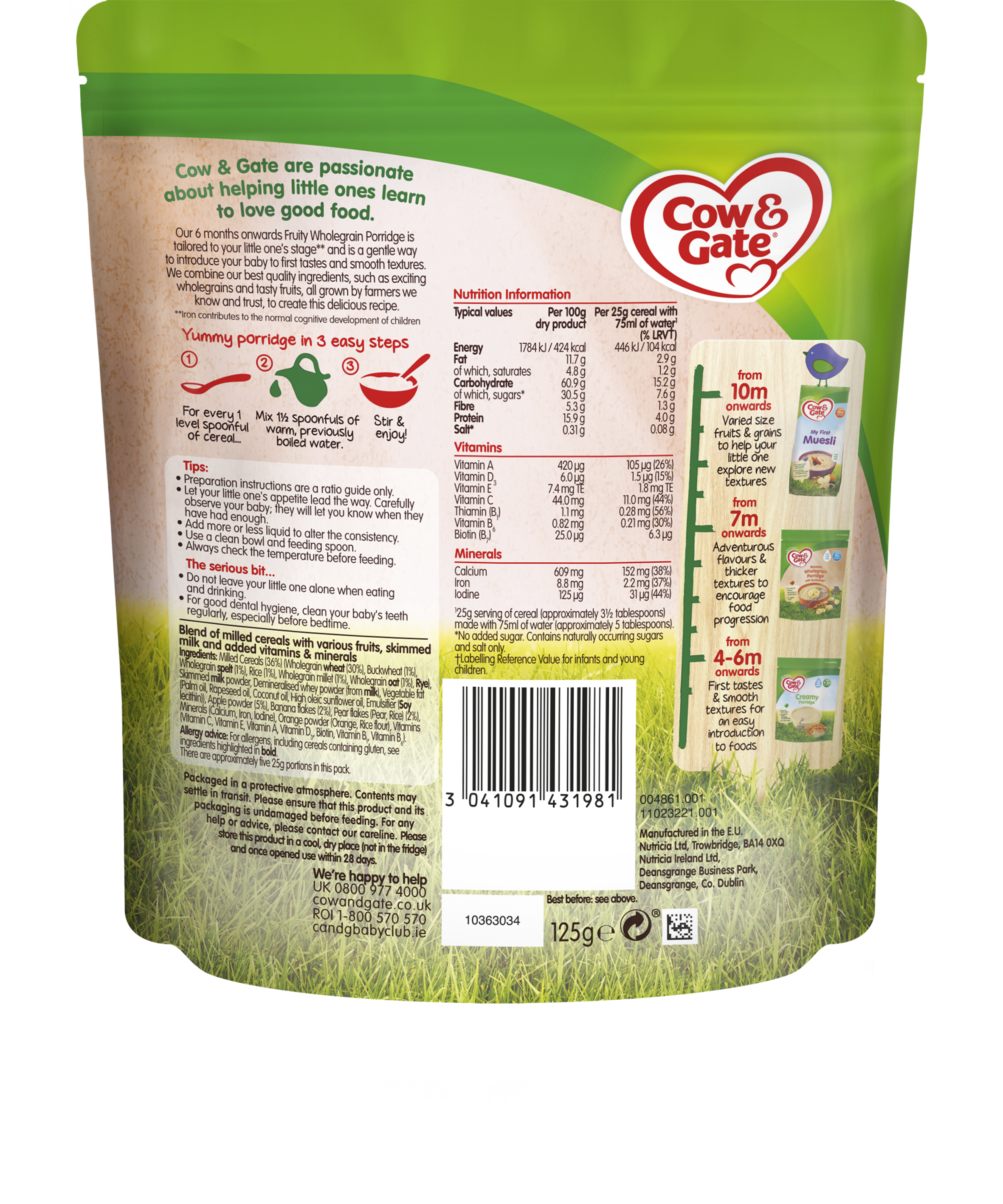 Cow and gate sales fruity wholegrain porridge