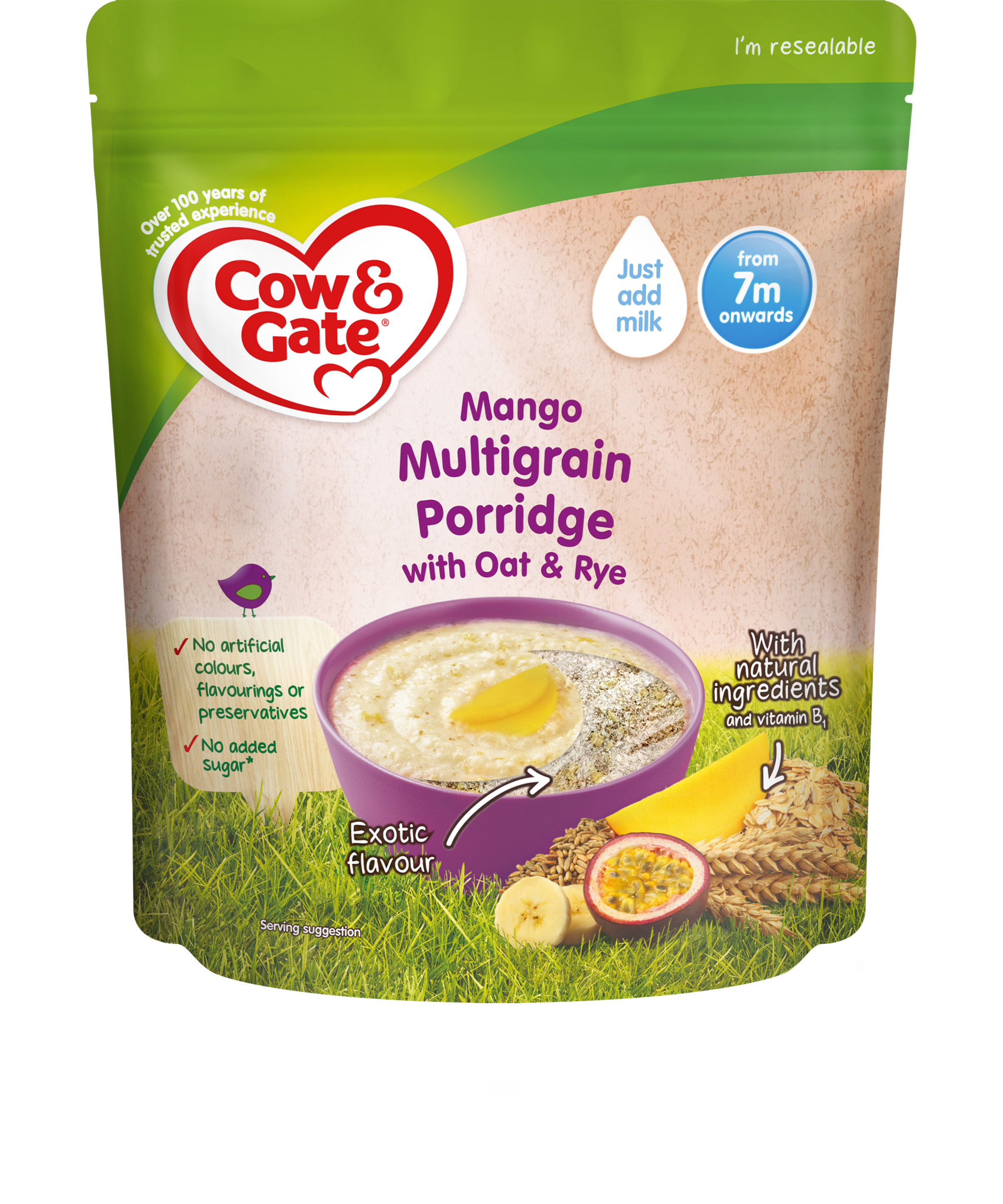 Cow & Gate Mango Multigrain Porridge with Oat and Rye 200g 