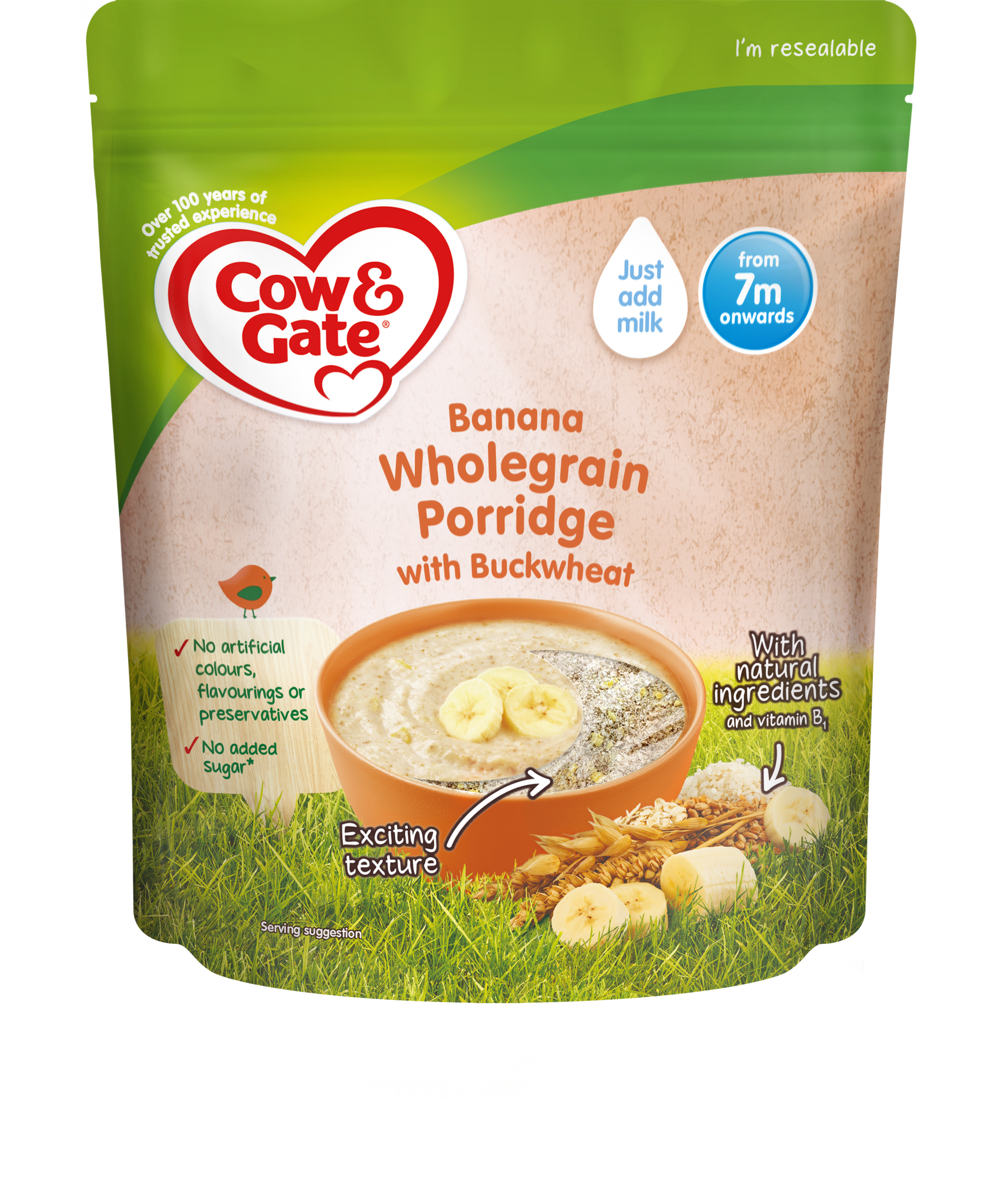 Cow & Gate Banana Wholegrain Porridge with Buckwheat 200g