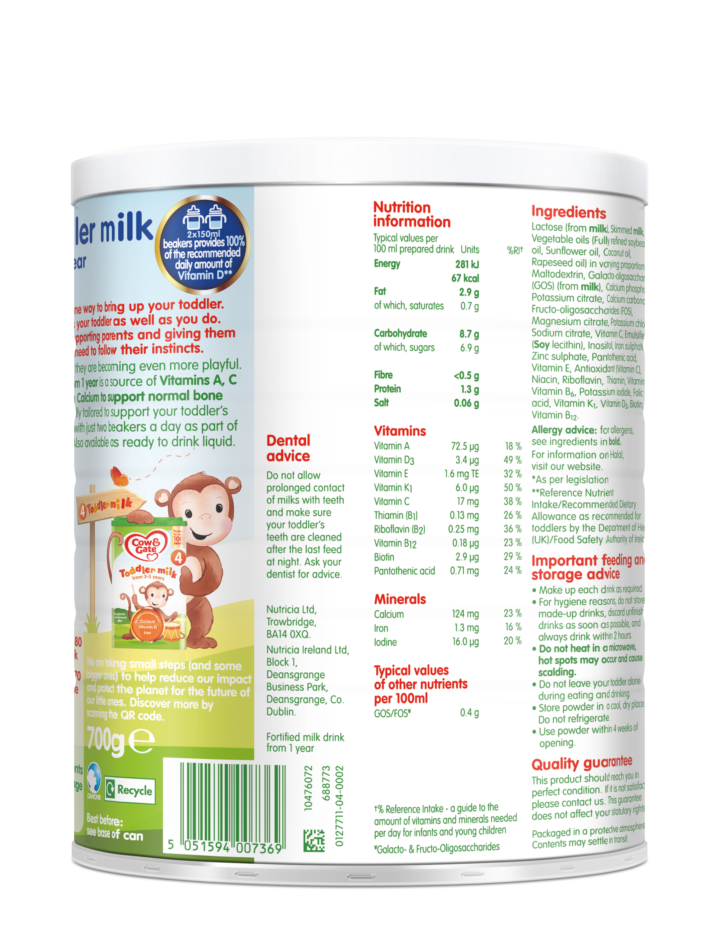 Cow & Gate Stage 3 Toddler Milk Powder 700g