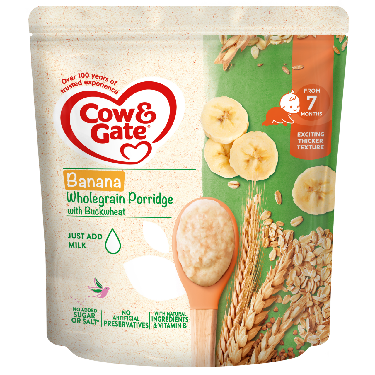 C&G Banana Wholegrain Porridge 7 months - front